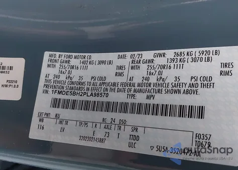 2023 Ford Bronco from USA, damaged, VIN 1FMDE5BH2PLA98570